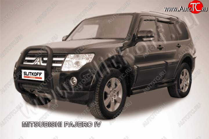 27 449 р. Кенгурятник d76 высокий Mitsubishi Pajero 4 V80 3 дв. 1-ый рестайлинг (2011-2014) (Цвет: серебристый)  с доставкой в г. Воронеж