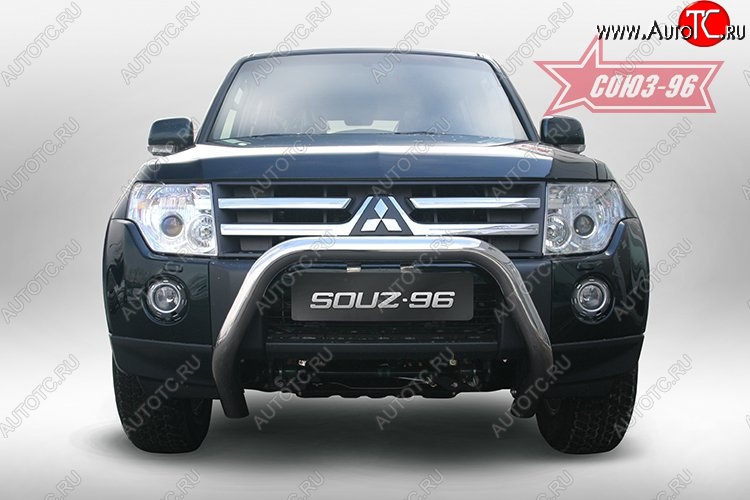 12 959 р. Защита порогов Souz-96 (d76) низкая Mitsubishi Pajero 4 V80 дорестайлинг (2006-2011)  с доставкой в г. Воронеж