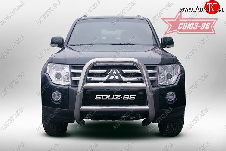15 749 р. Защита переднего бампера Souz-96 (d76) Mitsubishi Pajero 4 V80 дорестайлинг (2006-2011)  с доставкой в г. Воронеж