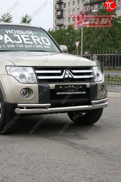17 999 р. Защита переднего бампера двойная Souz-96 (d76/42) Mitsubishi Pajero 4 V80 дорестайлинг (2006-2011)  с доставкой в г. Воронеж