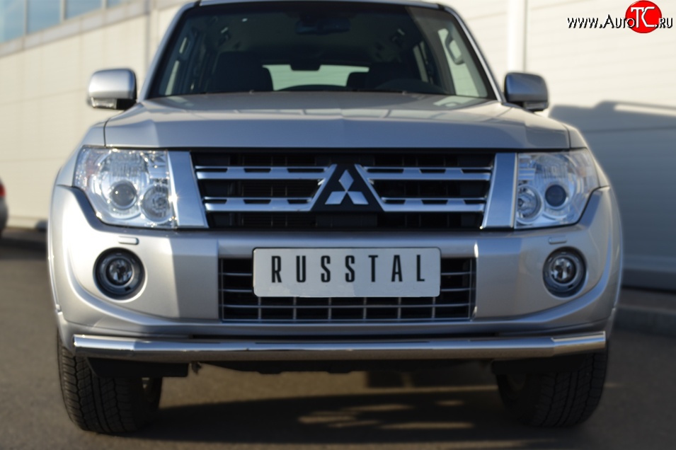 15 999 р. Одинарная защита переднего бампера диаметром 63 мм SLITKOFF Mitsubishi Pajero 4 V80 3 дв. 1-ый рестайлинг (2011-2014)  с доставкой в г. Воронеж
