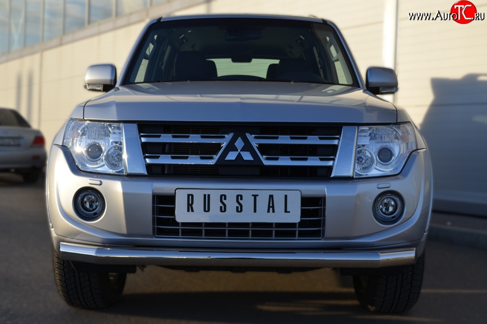 17 599 р. Одинарная защита переднего бампера диаметром 76 мм SLITKOFF  Mitsubishi Pajero ( 4 V90,  4 V80) (2011-2015) 1-ый рестайлинг, 3 дв. 1-ый рестайлинг  с доставкой в г. Воронеж