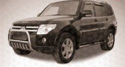 Усиленная низкая защита переднего бампера с защитой картера из трубы диаметром 57 мм Slitkoff Mitsubishi Pajero ( 4 V90,  4 V80) (2006-2015) дорестайлинг, 1-ый рестайлинг, 3 дв. 1-ый рестайлинг