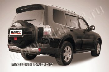 8 849 р. Защита задняя Slitkoff Mitsubishi Pajero 4 V90 дорестайлинг (2006-2011) (Цвет: серебристый)  с доставкой в г. Воронеж. Увеличить фотографию 1