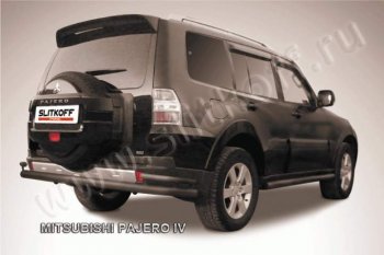 11 299 р. Защита задняя Slitkoff (d76/42)  Mitsubishi Pajero  4 V90 (2006-2020) дорестайлинг, 1-ый рестайлинг, 2-ой рестайлинг (Цвет: серебристый)  с доставкой в г. Воронеж. Увеличить фотографию 1