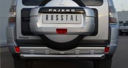 Одинарная защита заднего бампера из трубы диаметром 76 мм SLITKOFF Mitsubishi Pajero 4 V90 дорестайлинг (2006-2011)