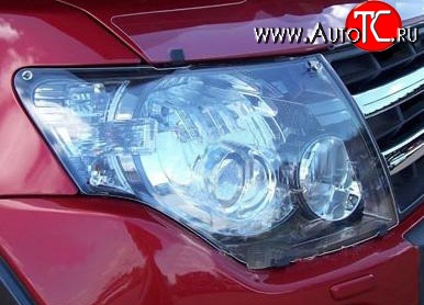 1 268 р. Прозрачная защита передних фар Novline Mitsubishi Pajero 4 V90 дорестайлинг (2006-2011)  с доставкой в г. Воронеж