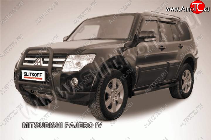 18 399 р. Кенгурятник d57 высокий Mitsubishi Pajero 4 V80 дорестайлинг (2006-2011) (Цвет: серебристый)  с доставкой в г. Воронеж