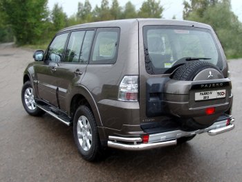 26 499 р. Защита заднего бампера (уголки двойные) ТСС 76,1/42,4 мм  Mitsubishi Pajero  4 V90 (2006-2011) дорестайлинг  с доставкой в г. Воронеж. Увеличить фотографию 1