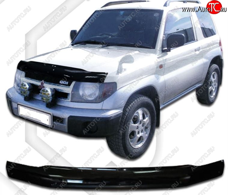 1 899 р. Дефлектор капота (H61-H77 5D, 1.8 л.) CA-Plastic  Mitsubishi Pajero iO (1998-2007) (Classic черный, Без надписи)  с доставкой в г. Воронеж
