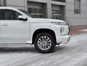 23 999 р. Защита переднего бампера (2 трубы Ø76 и 42 мм, нержавейка) SLITKOFF Mitsubishi Pajero Sport QF рестайлинг (2019-2022)  с доставкой в г. Воронеж. Увеличить фотографию 4