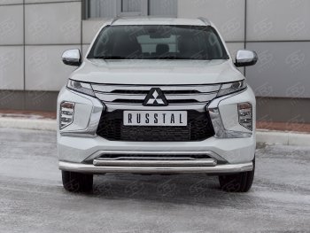 23 999 р. Защита переднего бампера (2 трубы Ø76 и 42 мм, нержавейка) SLITKOFF  Mitsubishi Pajero Sport  QF (2019-2022) рестайлинг  с доставкой в г. Воронеж. Увеличить фотографию 2