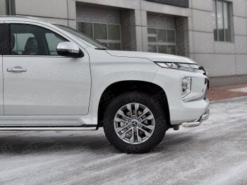 27 999 р. Защита переднего бампера SLITKOFF (Ø63 мм с уголками, нержавейка) Mitsubishi Pajero Sport QF рестайлинг (2019-2022)  с доставкой в г. Воронеж. Увеличить фотографию 4