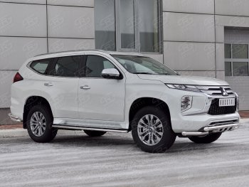 27 999 р. Защита переднего бампера SLITKOFF (Ø63 мм с уголками, нержавейка) Mitsubishi Pajero Sport QF рестайлинг (2019-2022)  с доставкой в г. Воронеж. Увеличить фотографию 3