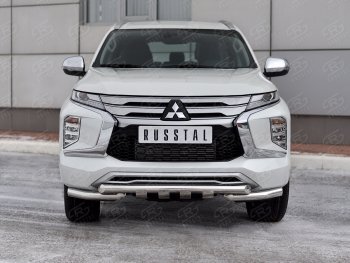 27 999 р. Защита переднего бампера SLITKOFF (Ø63 мм с уголками, нержавейка) Mitsubishi Pajero Sport QF рестайлинг (2019-2022)  с доставкой в г. Воронеж. Увеличить фотографию 2