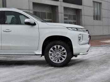 17 499 р. Защита переднего бампера SLITKOFF (Ø63 мм, нержавейка)  Mitsubishi Pajero Sport  QF (2019-2022) рестайлинг  с доставкой в г. Воронеж. Увеличить фотографию 4