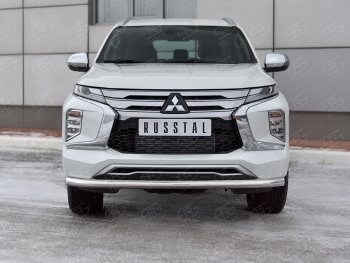 17 499 р. Защита переднего бампера SLITKOFF (Ø63 мм, нержавейка)  Mitsubishi Pajero Sport  QF (2019-2022) рестайлинг  с доставкой в г. Воронеж. Увеличить фотографию 3