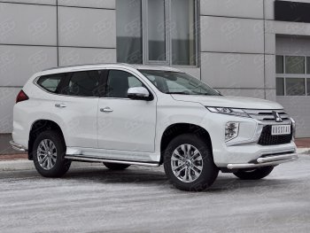 22 699 р. Защита переднего бампера (2 трубы Ø63 и 42 мм, нержавейка) SLITKOFF  Mitsubishi Pajero Sport  QF (2019-2022) рестайлинг  с доставкой в г. Воронеж. Увеличить фотографию 3