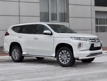 18 999 р. Защита переднего бампера (Ø76 мм, нержавейка) SLITKOFF  Mitsubishi Pajero Sport  QF (2019-2022) рестайлинг  с доставкой в г. Воронеж. Увеличить фотографию 3