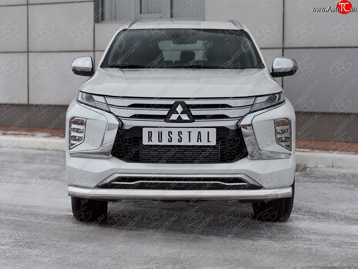 18 999 р. Защита переднего бампера (Ø76 мм, нержавейка) SLITKOFF  Mitsubishi Pajero Sport  QF (2019-2022) рестайлинг  с доставкой в г. Воронеж