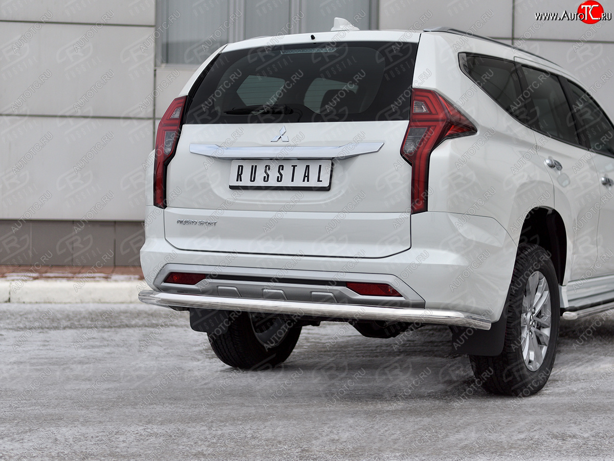 17 499 р. Защита заднего бампера SLITKOFF (Ø63 мм секции, нержавейка) Mitsubishi Pajero Sport QF рестайлинг (2019-2022)  с доставкой в г. Воронеж