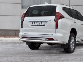 13 999 р. Защита заднего бампера (Ø76 мм, нержавейка) Mitsubishi Pajero Sport QF рестайлинг (2019-2022)  с доставкой в г. Воронеж. Увеличить фотографию 2