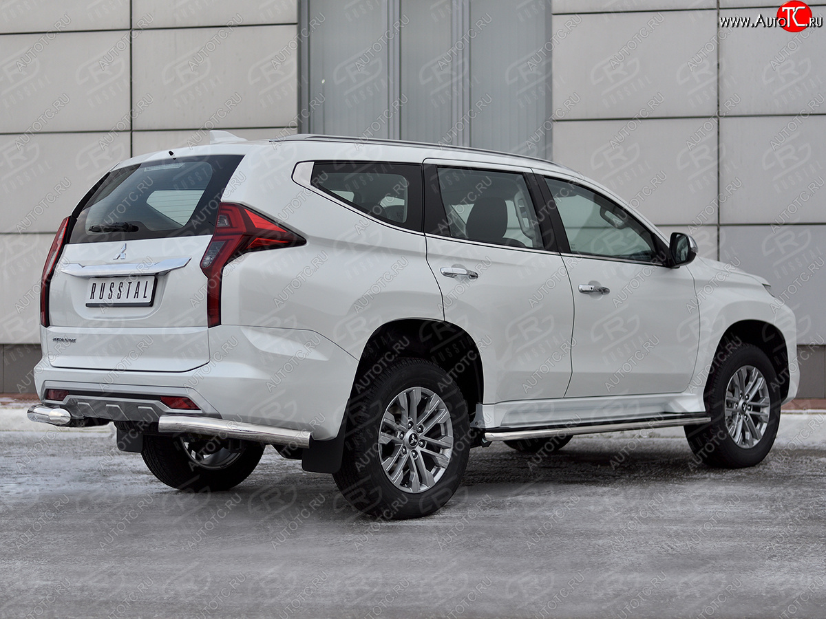 13 549 р. Защита заднего бампера (Ø76 мм уголки, нержавейка) Mitsubishi Pajero Sport QF рестайлинг (2019-2022)  с доставкой в г. Воронеж