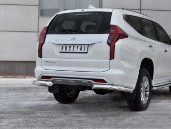13 549 р. Защита заднего бампера (Ø76 мм уголки, нержавейка) Mitsubishi Pajero Sport QF рестайлинг (2019-2022)  с доставкой в г. Воронеж. Увеличить фотографию 4
