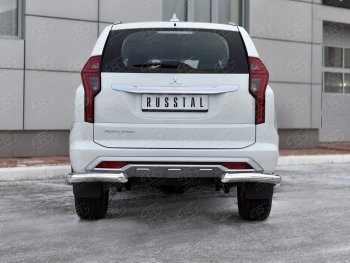 13 549 р. Защита заднего бампера (Ø76 мм уголки, нержавейка) Mitsubishi Pajero Sport QF рестайлинг (2019-2022)  с доставкой в г. Воронеж. Увеличить фотографию 3