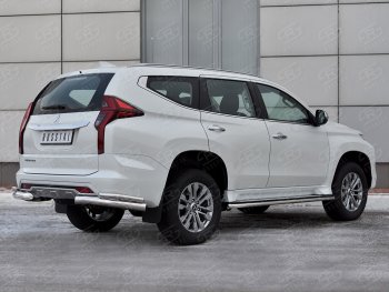 16 799 р. Защита заднего бампера (2 трубы Ø76 и 42 мм уголки, нержавейка) Mitsubishi Pajero Sport QF рестайлинг (2019-2022) (полированная нержавейка)  с доставкой в г. Воронеж. Увеличить фотографию 3