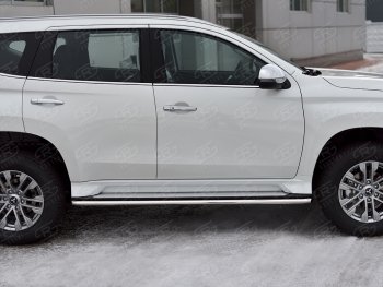 16 999 р. Защита порогов на SLITKOFF (Ø42 мм) Mitsubishi Pajero Sport QF рестайлинг (2019-2022) (полированная нержавейка)  с доставкой в г. Воронеж. Увеличить фотографию 2