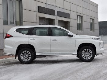 16 999 р. Защита порогов на SLITKOFF (Ø42 мм) Mitsubishi Pajero Sport QF рестайлинг (2019-2022) (полированная нержавейка)  с доставкой в г. Воронеж. Увеличить фотографию 3