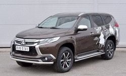 16 849 р. Защита переднего бампера (Ø63 мм, нержавейка) SLITKOFF Mitsubishi Pajero Sport QE дорестайлинг (2015-2021)  с доставкой в г. Воронеж. Увеличить фотографию 2