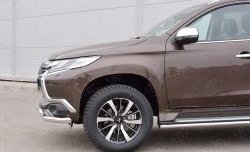 14 949 р. Защита переднего бампера (2 трубыØ63 и 75х42 мм, нержавейка) Russtal Mitsubishi Pajero Sport QE дорестайлинг (2015-2021)  с доставкой в г. Воронеж. Увеличить фотографию 3