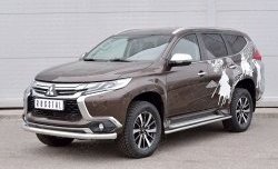 17 549 р. Защита переднего бампера (Ø76 мм, нержавейка) SLITKOFF Mitsubishi Pajero Sport QE дорестайлинг (2015-2021)  с доставкой в г. Воронеж. Увеличить фотографию 2