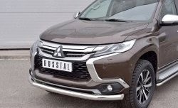 17 549 р. Защита переднего бампера (Ø76 мм, нержавейка) SLITKOFF Mitsubishi Pajero Sport QE дорестайлинг (2015-2021)  с доставкой в г. Воронеж. Увеличить фотографию 3