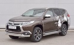 19 849 р. Защита переднего бампера (2 трубыØ76 и 42 мм, нержавейка) SLITKOFF Mitsubishi Pajero Sport QE дорестайлинг (2015-2021)  с доставкой в г. Воронеж. Увеличить фотографию 2
