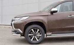 19 849 р. Защита переднего бампера (2 трубыØ76 и 42 мм, нержавейка) SLITKOFF Mitsubishi Pajero Sport QE дорестайлинг (2015-2021)  с доставкой в г. Воронеж. Увеличить фотографию 4
