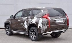 15 549 р. Защита заднего бампера (Ø63 мм уголки, нержавейка) SLITKOFF Mitsubishi Pajero Sport QE дорестайлинг (2015-2021)  с доставкой в г. Воронеж. Увеличить фотографию 2