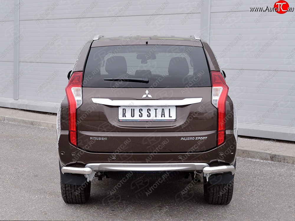 15 549 р. Защита заднего бампера (Ø63 мм уголки, нержавейка) SLITKOFF Mitsubishi Pajero Sport QE дорестайлинг (2015-2021)  с доставкой в г. Воронеж