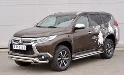 15 999 р. Защита переднего бампера (2 трубы Ø63 и 75х42 мм, нержавейка) Russtal Mitsubishi Pajero Sport QE дорестайлинг (2015-2021)  с доставкой в г. Воронеж. Увеличить фотографию 2