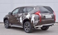 12 999 р. Защита заднего бампера (Ø76 мм уголки, нержавейка) SLITKOFF  Mitsubishi Pajero Sport  QE (2015-2021) дорестайлинг  с доставкой в г. Воронеж. Увеличить фотографию 2