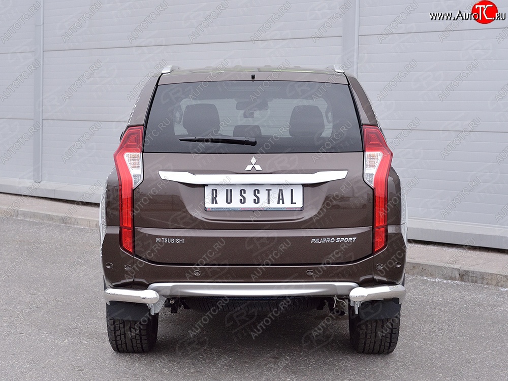 12 999 р. Защита заднего бампера (Ø76 мм уголки, нержавейка) SLITKOFF  Mitsubishi Pajero Sport  QE (2015-2021) дорестайлинг  с доставкой в г. Воронеж