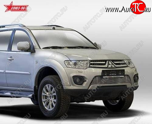 1 142 р. Декоративный элемент воздухозаборника Souz96 нержавеющая сталь Mitsubishi Pajero Sport QE дорестайлинг (2015-2021) (Хром загл. d10)  с доставкой в г. Воронеж