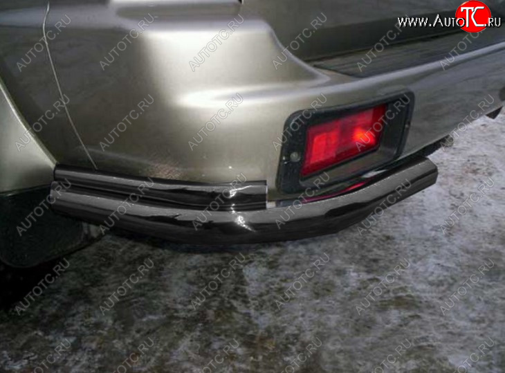 6 899 р. Защита заднего бампера Slitkoff (Ø 57+Ø42, уголки)  Mitsubishi Pajero Sport  PA (1996-2008) дорестайлинг, рестайлинг (Сталь с полимерным покрытием. Цвет: черный)  с доставкой в г. Воронеж