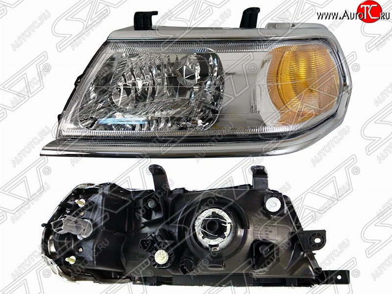 7 999 р. Левая фара SAT (хром, Евросвет)  Mitsubishi Pajero Sport  PA (1996-2008) дорестайлинг, рестайлинг  с доставкой в г. Воронеж