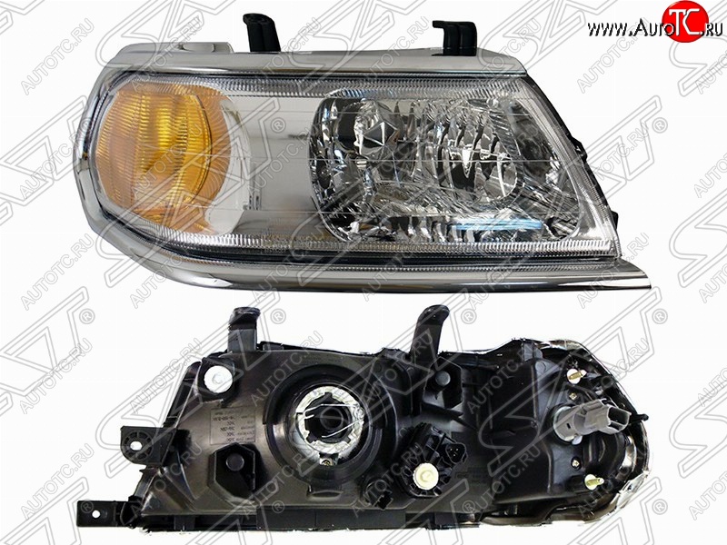 7 899 р. Правая фара SAT (хром) Mitsubishi Pajero Sport PA дорестайлинг (1996-2004)  с доставкой в г. Воронеж