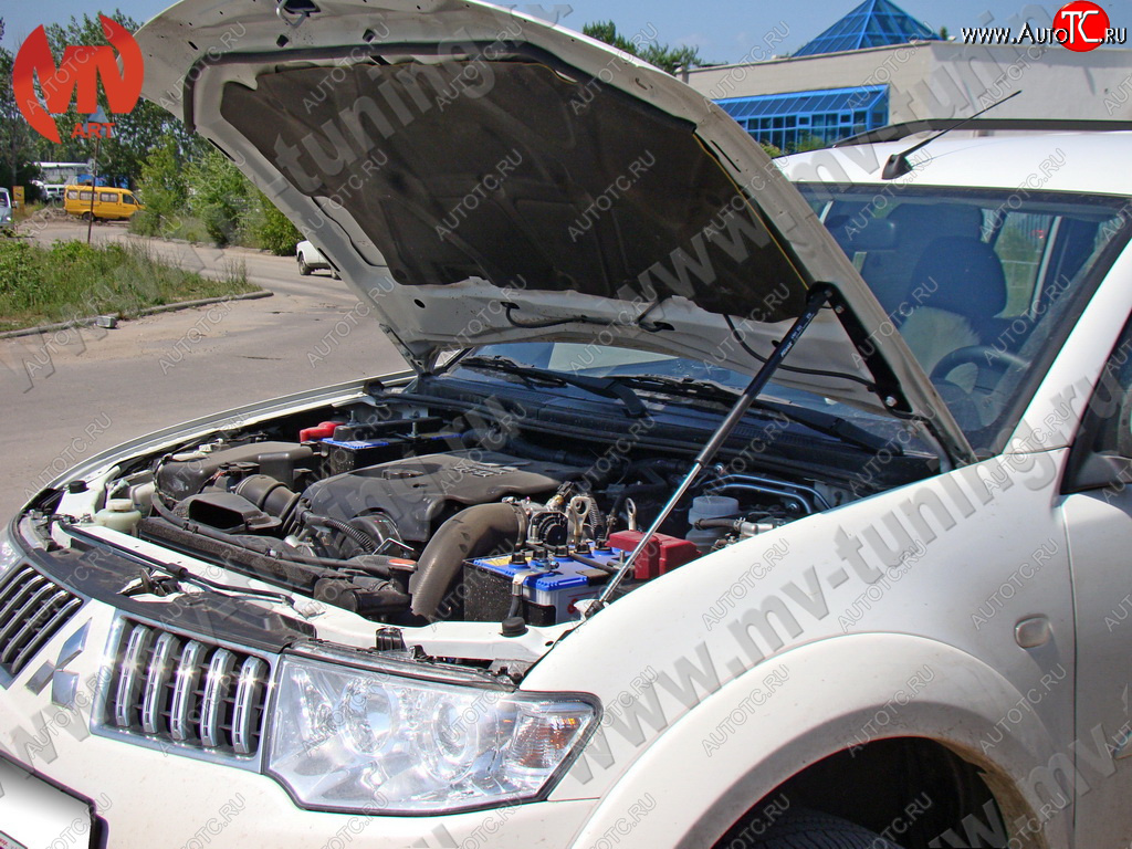 2 969 р. Упор капота MV-Tuning (одинарный) Mitsubishi Pajero Sport PB дорестайлинг (2008-2013)  с доставкой в г. Воронеж