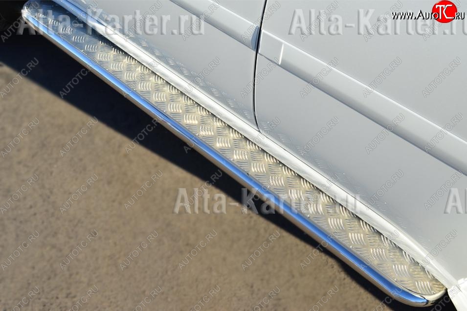 22 999 р. Пороги труба d42 С листом (Лист алюм проф.сталь)(Вариант2) SLITKOFF  Mitsubishi Pajero Sport  PB (2008-2013) дорестайлинг  с доставкой в г. Воронеж