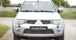 2 499 р. Защитная сетка решетки переднего бампера РА  Mitsubishi Pajero Sport  PB (2008-2013) дорестайлинг  с доставкой в г. Воронеж. Увеличить фотографию 2